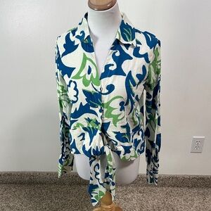 🌴 NWT Christian Siriano Linen Blend Toe Front Button Up Blouse